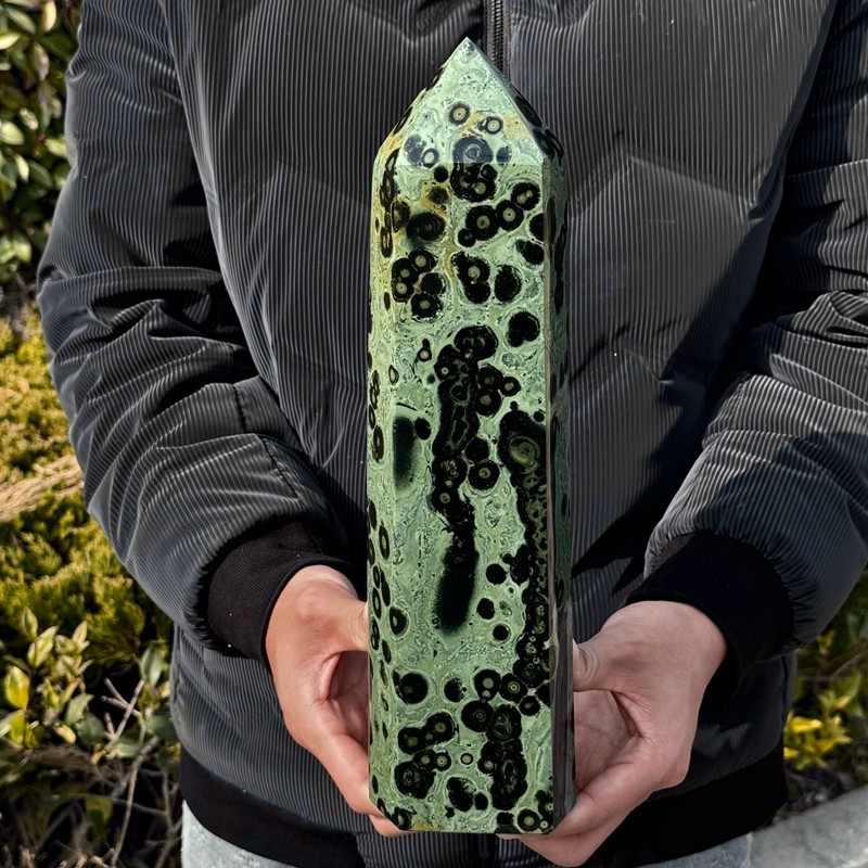 8.51LB Natural peacock eye crystal obelisk quartz crystal energy column