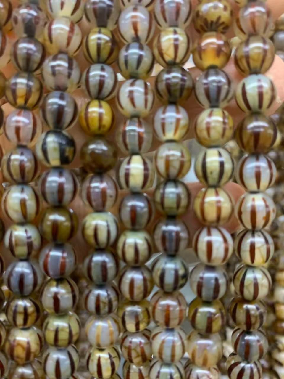 230 Pcs Beautiful Tibetan Natural Agate Dzi *Striped* 8mm Round Beads