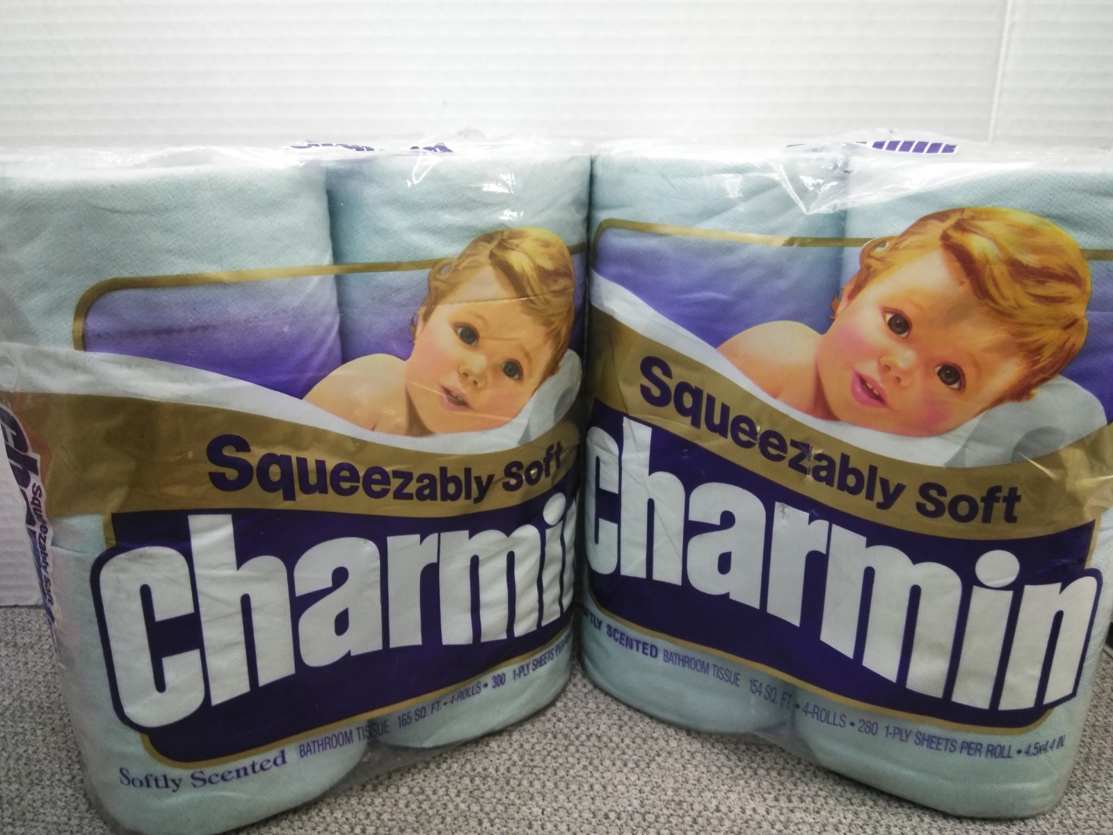 VTG. 1988 Charmin Bathroom Tissue 4-Rolls EA Blue Toilet Paper (2PK) PROP
