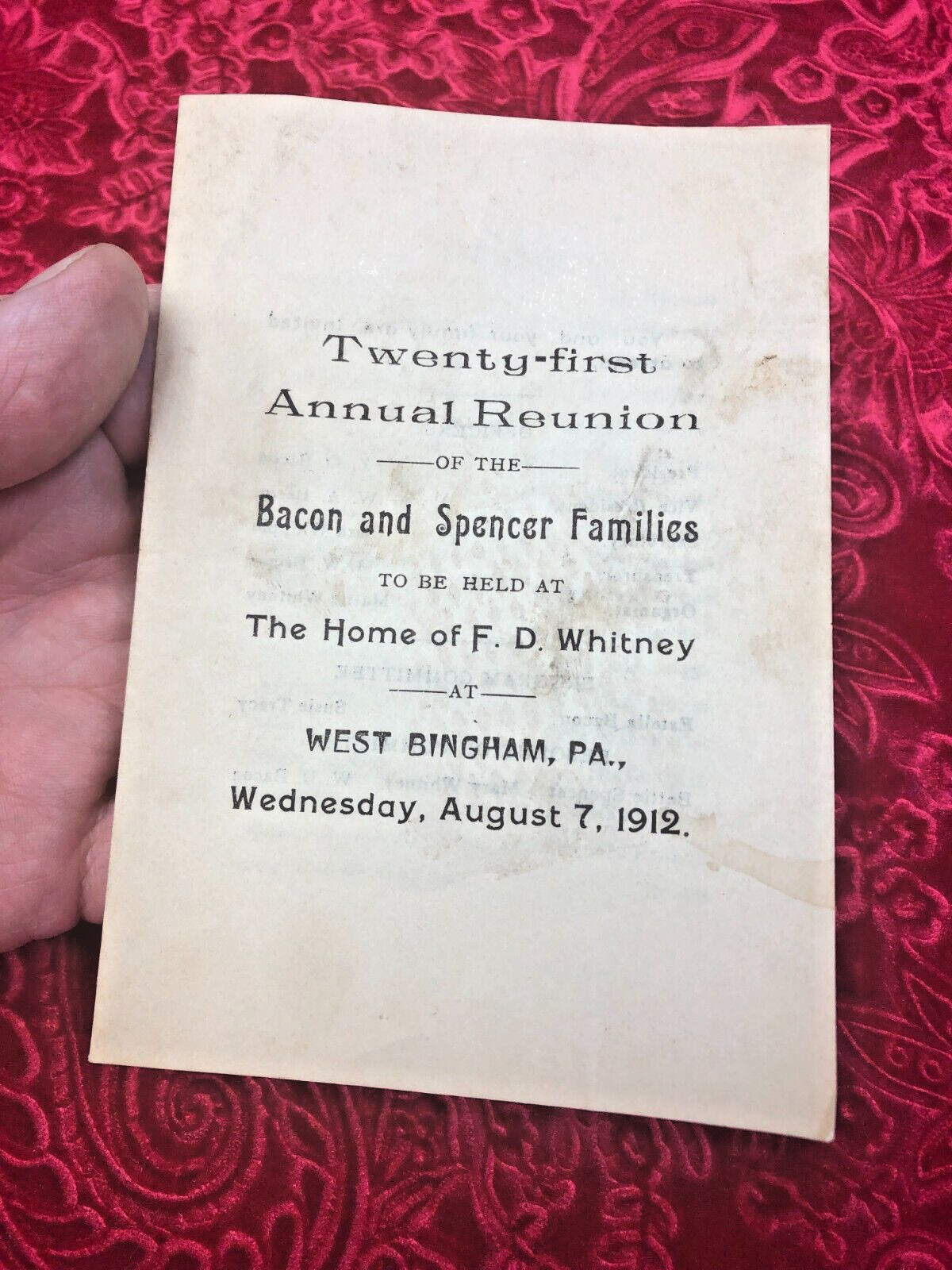 Antique Original 1912 Invitation 