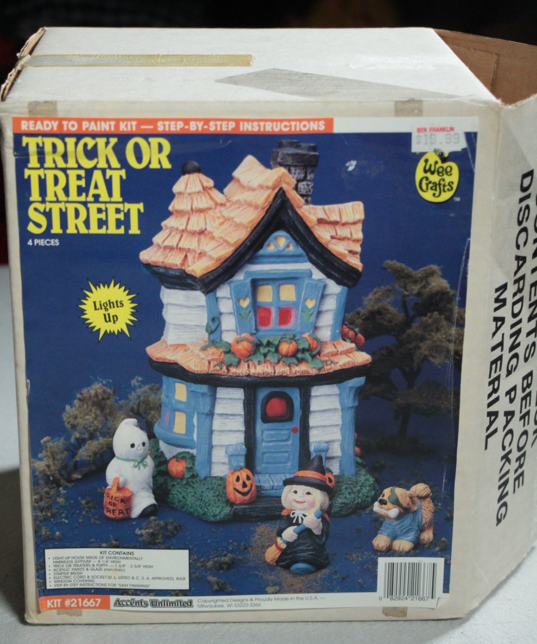 Vintage 90s Wee Crafts Trick Or Treat Street Halloween Ready to Paint Kit 21667