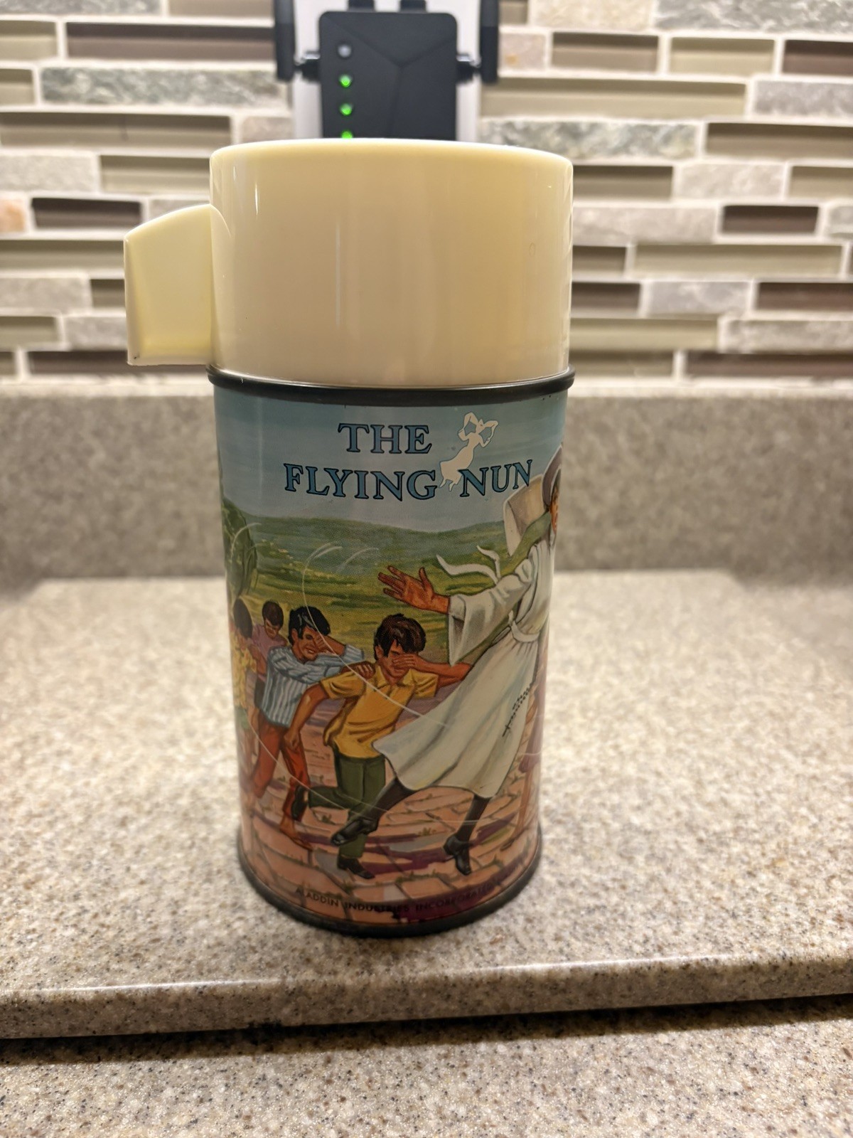 Vintage 1968 “The Flying Nun” Aladdin Metal Thermos - Super Nice Condition 