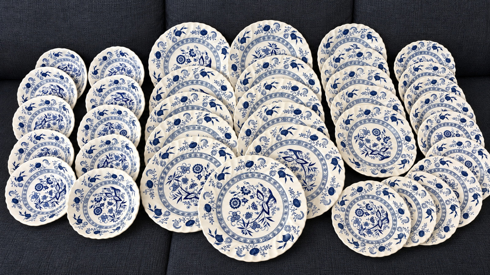Johnson Brothers Blue Nordic 36 Pc Ironstone Dinnerware Set England Vintage