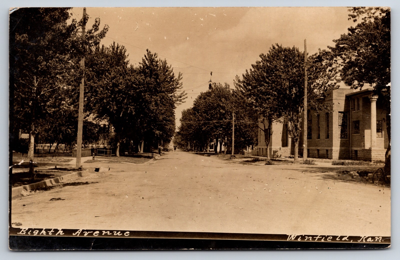 Eighth Avenue Winfield Kansas KS Street View 1911 Real Photo RPPC