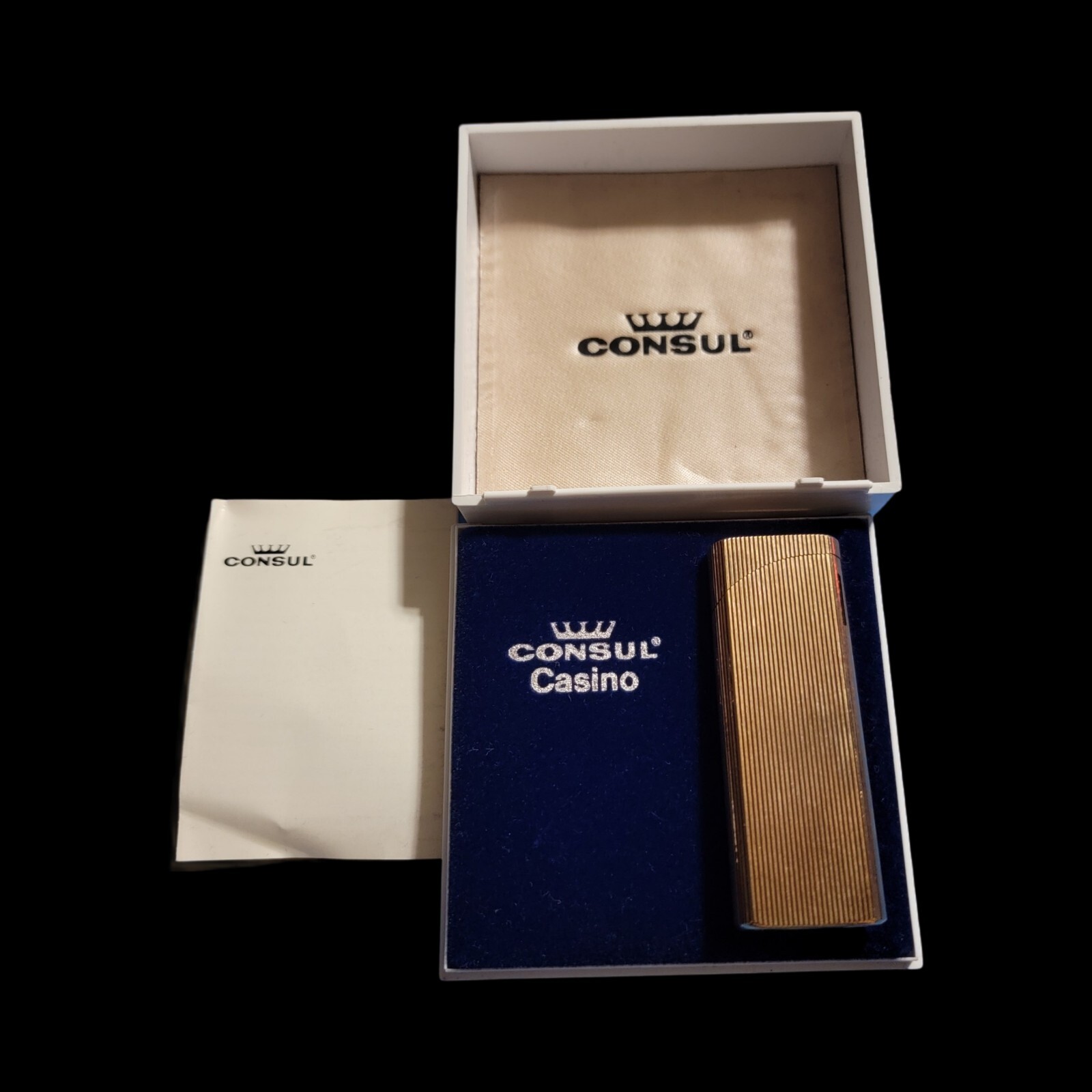 Rare 1950s Consul Casino Gold Plated Gas Lighter