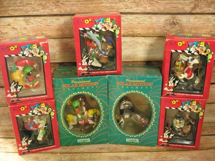 Vintage Looney Tunes Christmas Ornament Lot 90s Mechanical Matrix NOS In Boxes