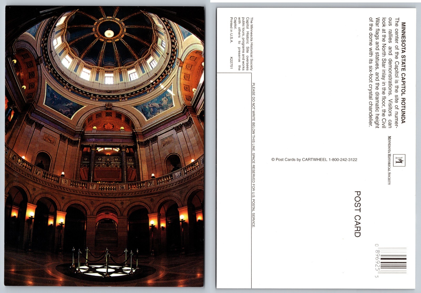 Continental Minnesota State Capitol Rotunda Postcard