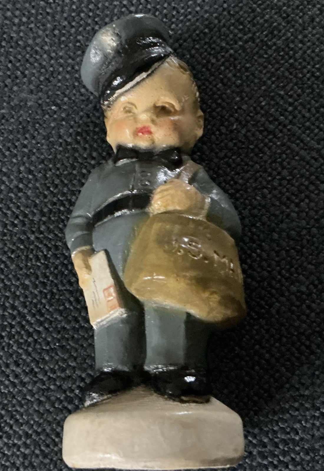 Rare VTG,Miniture 1950 Mailman In Uniform,Sz 3.5 In