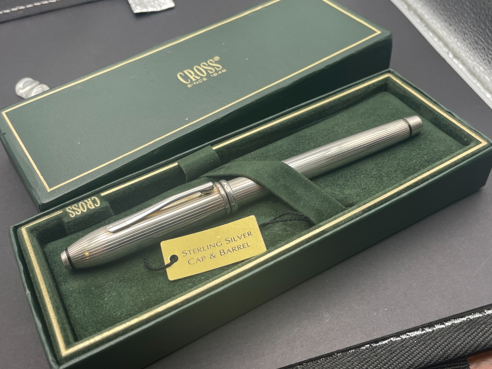 Cross USA Townsend Sterling Silver Pinstripe Rollerball Pen Near Mint in Box