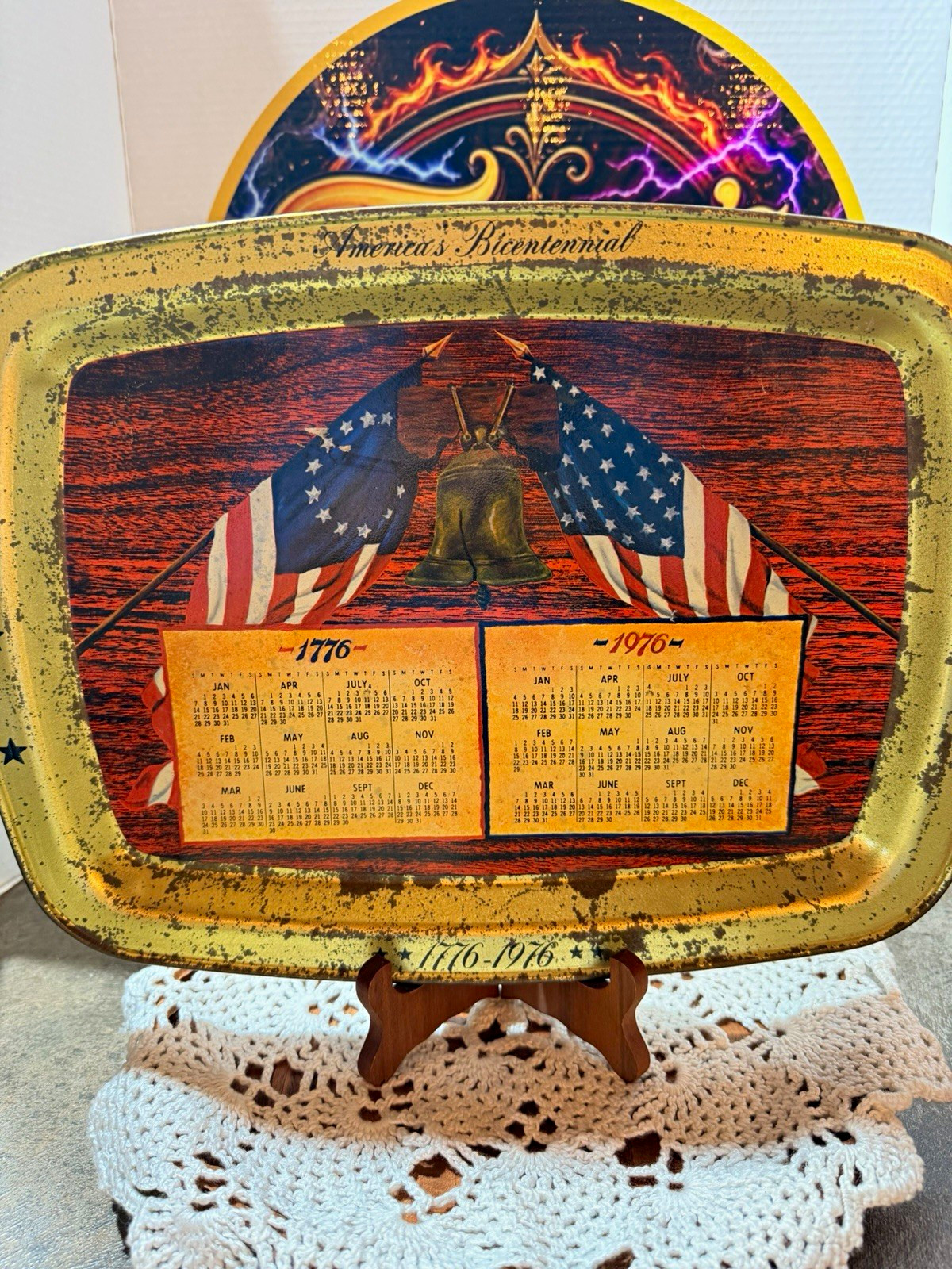 America\'s Bicentennial 1776-1976 Metal Tray 1976 United States Politics