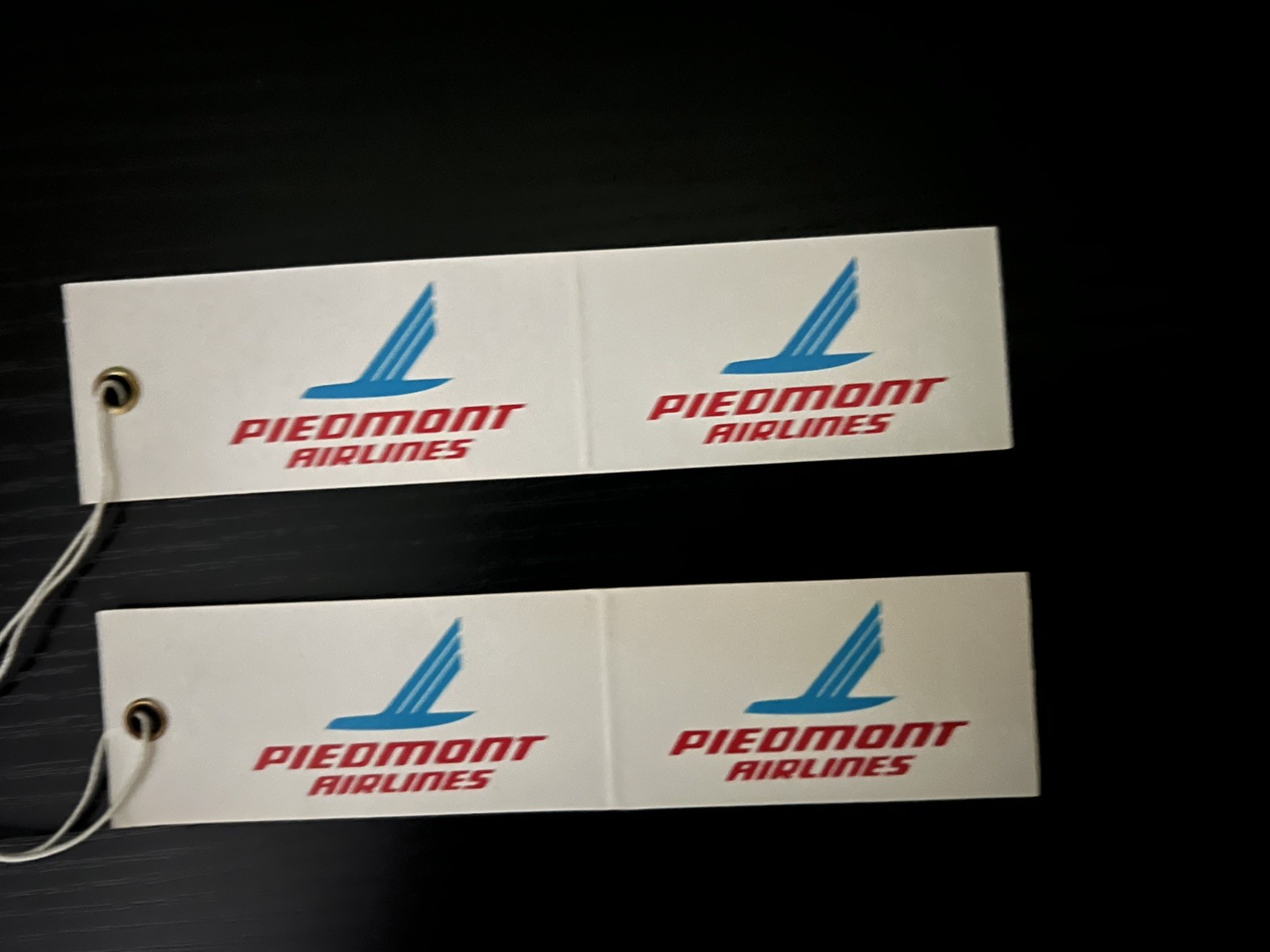 Piedmont Airlines 2 Vintage 1980s Unused Luggage Identification Tags