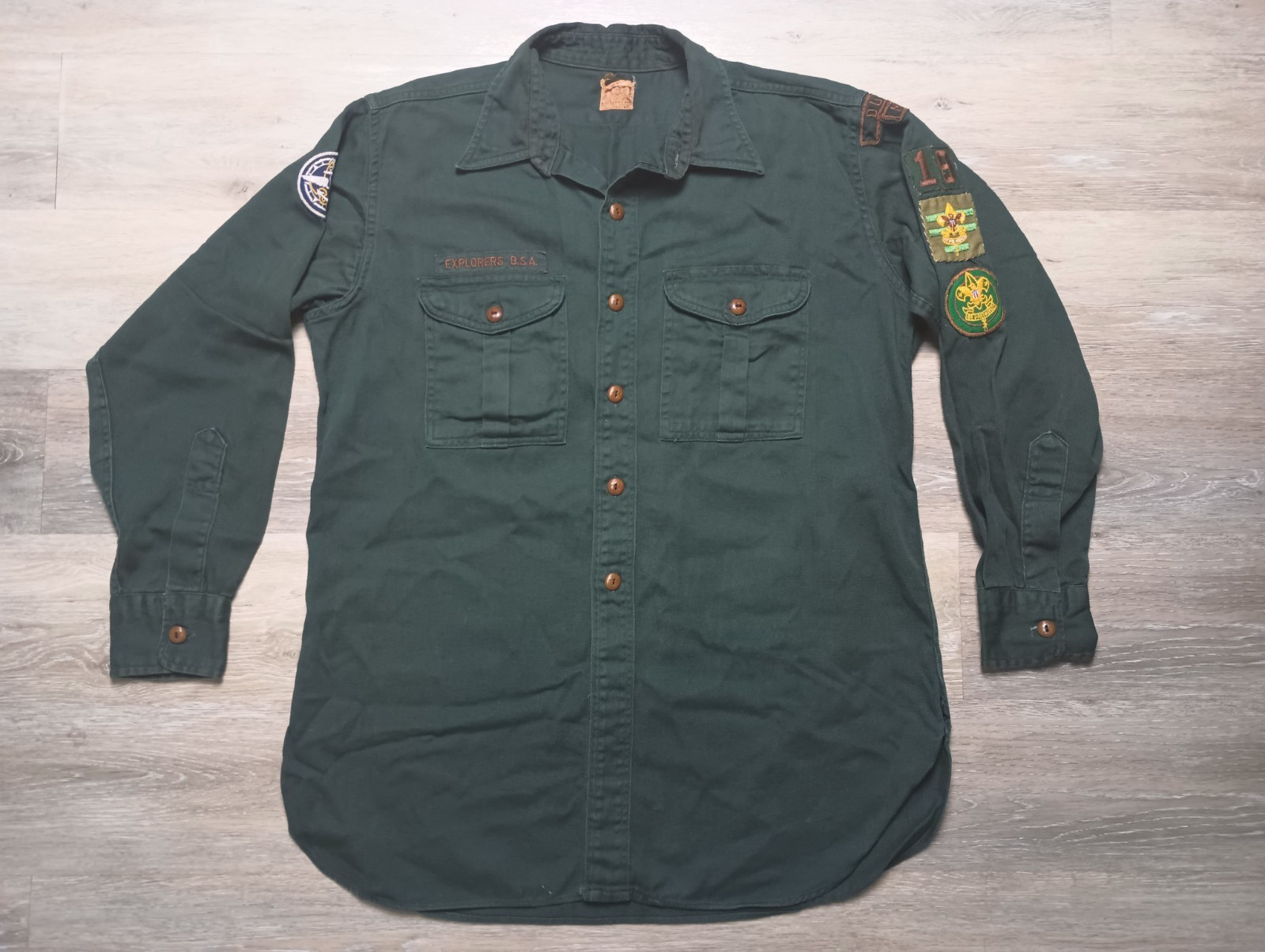 Vintage 1940s BSA Explorer Shirt Uniform Adult size Patches Duluth Minnesota