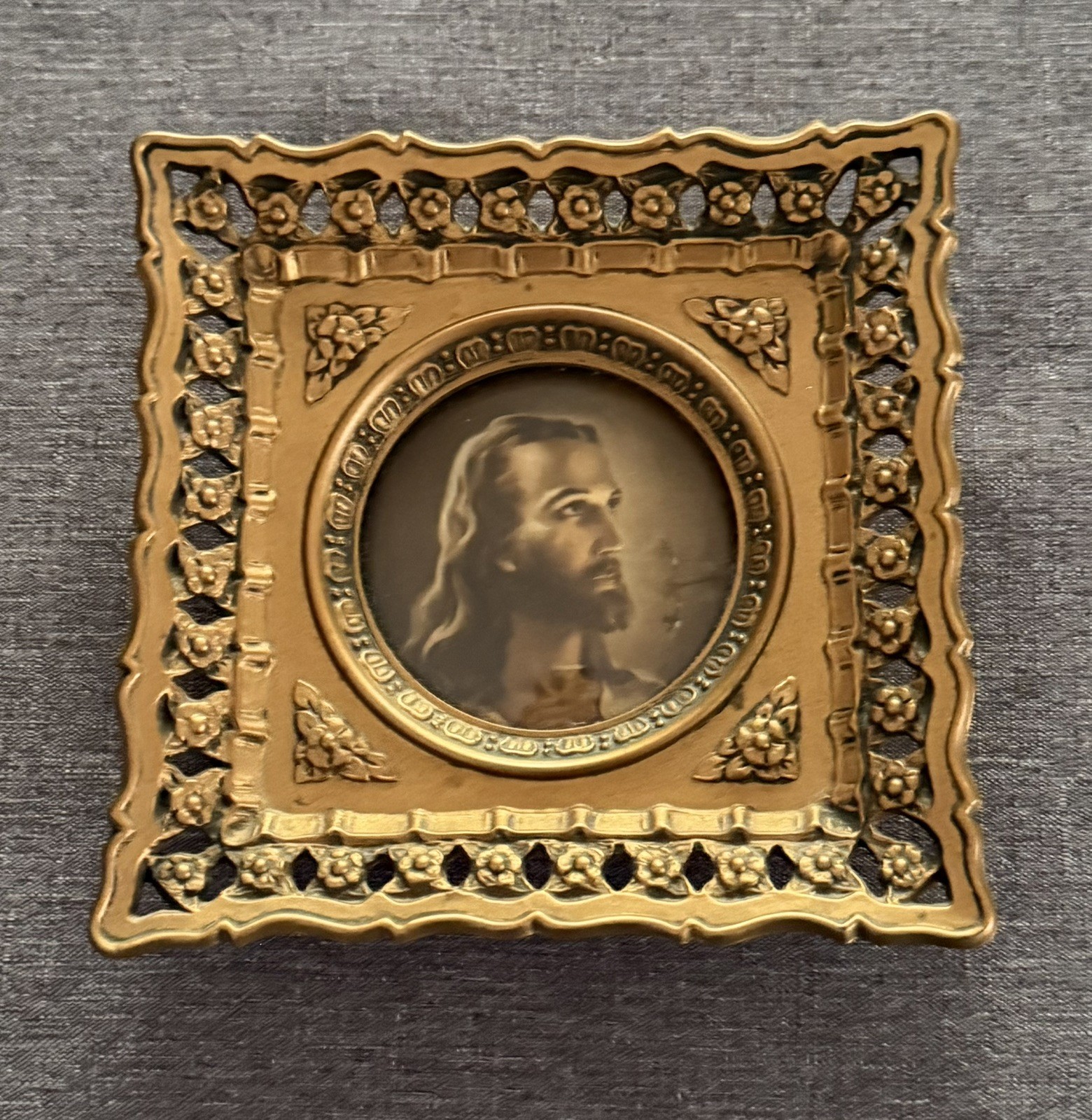 Vintage Cameo Creation Jesus Framed Wall Art Picture Christianity