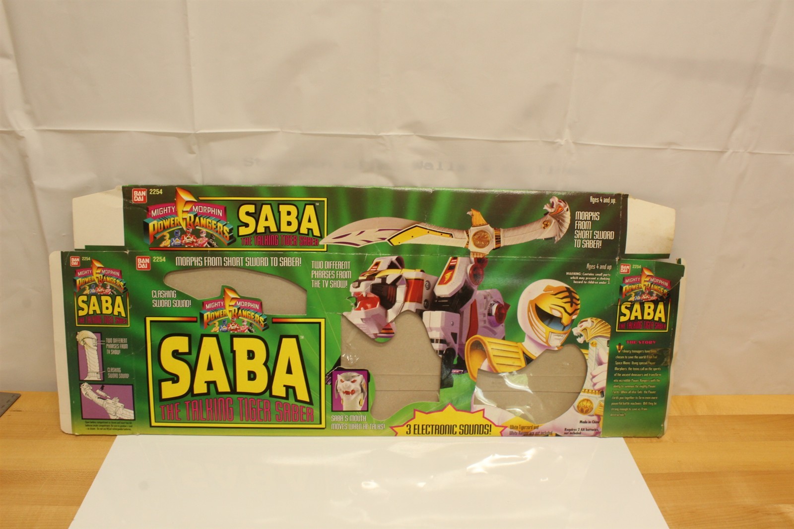1994 Bandai Flattened Box For Power Rangers Talking Tiger Saber BOX ONLY #2254
