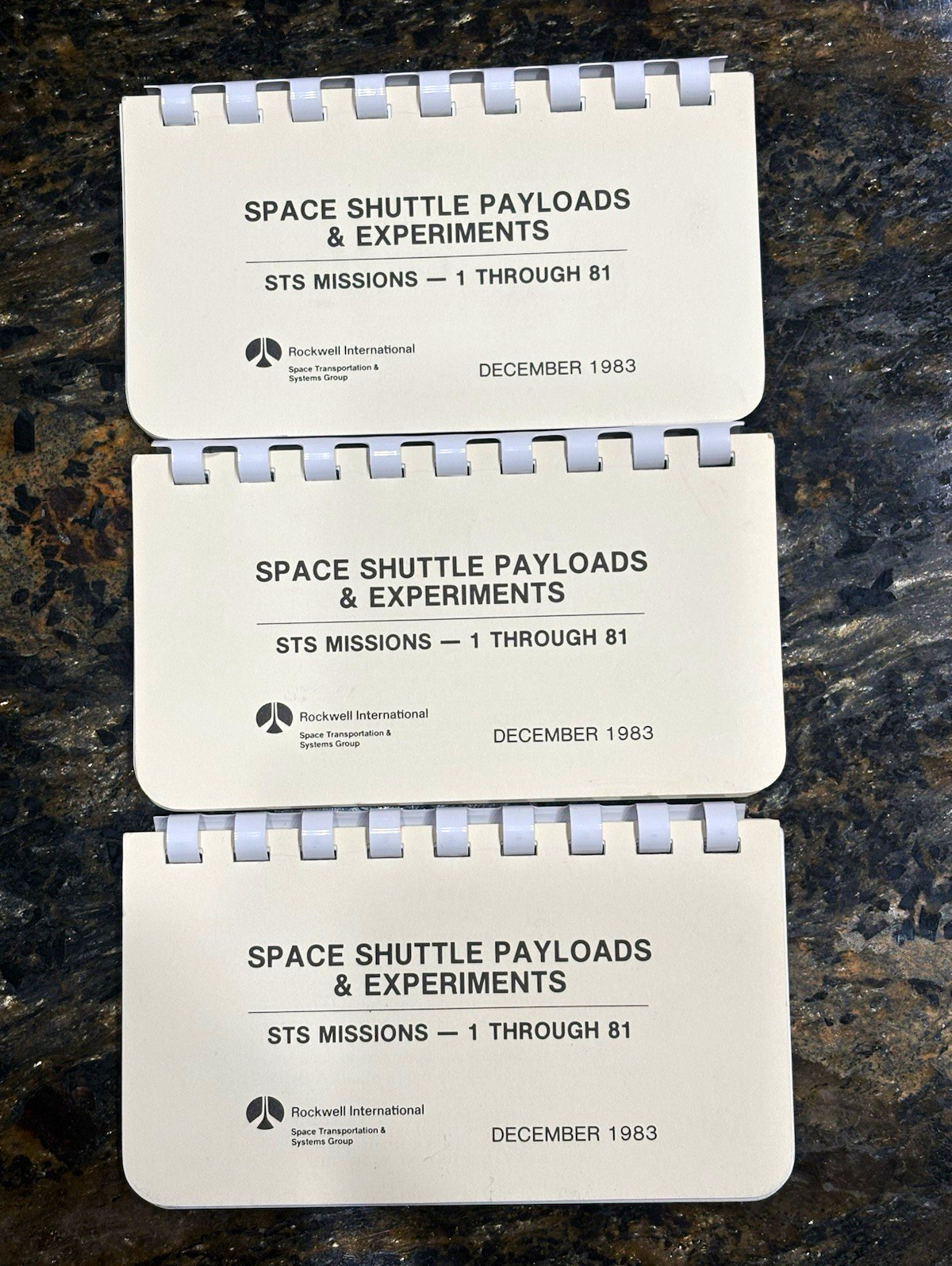 Vintage 1983 Rockwell Space Shuttle Payloads Experiments Manual Booklets Lot 3