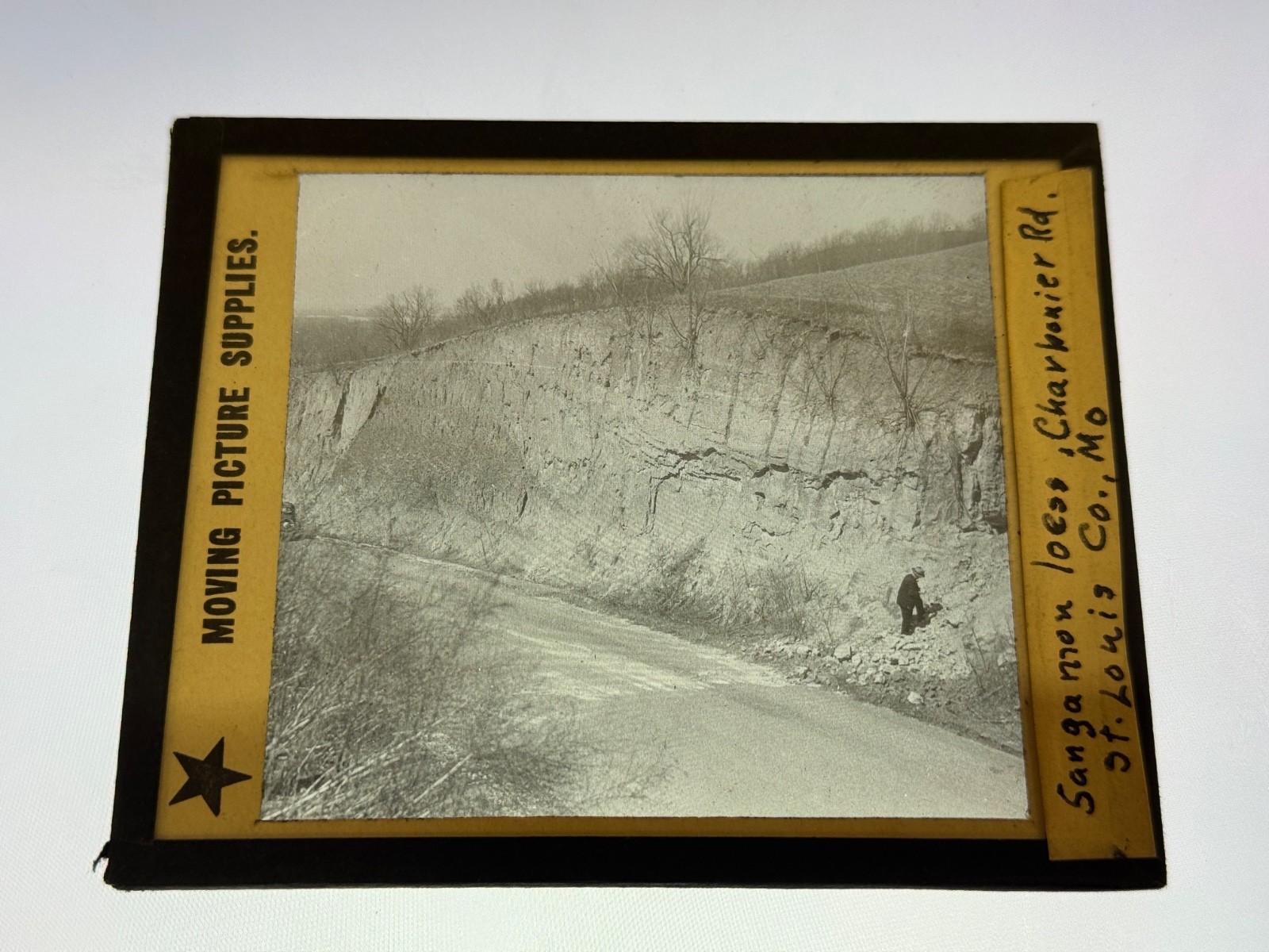 Antique Magic Lantern Slide Sangamon Loess on Charbonier Road Near St. Louis MO
