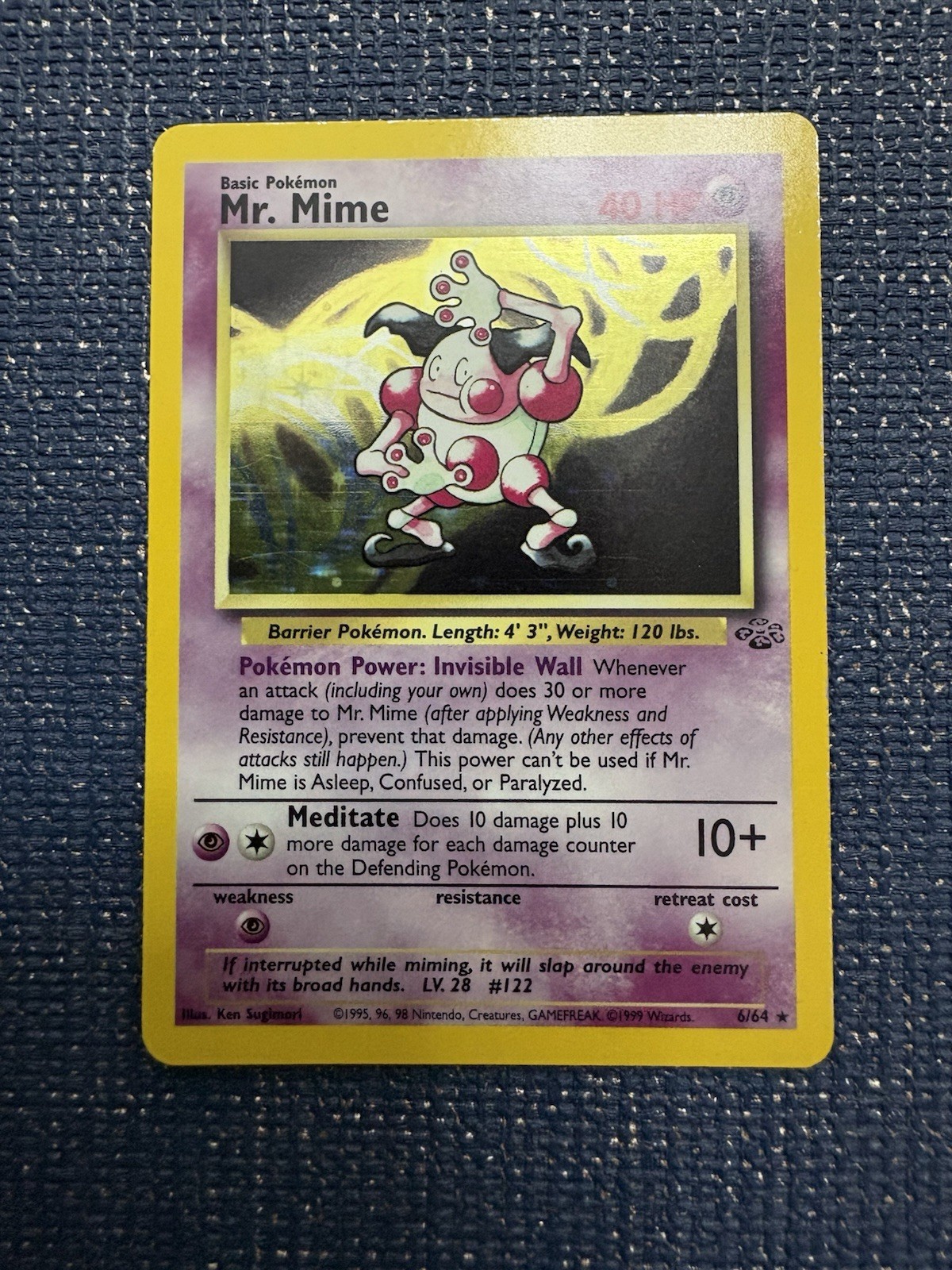 Pokemon Card Mr Mime Holo 6/64 Jungle Set 1999 Rare Vintage VG Condition