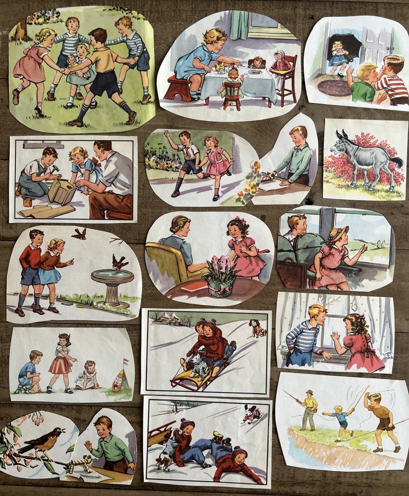 Lot of Vintage Ephemera Scrapbook Items Children’s Reader Story Book Cut-outs