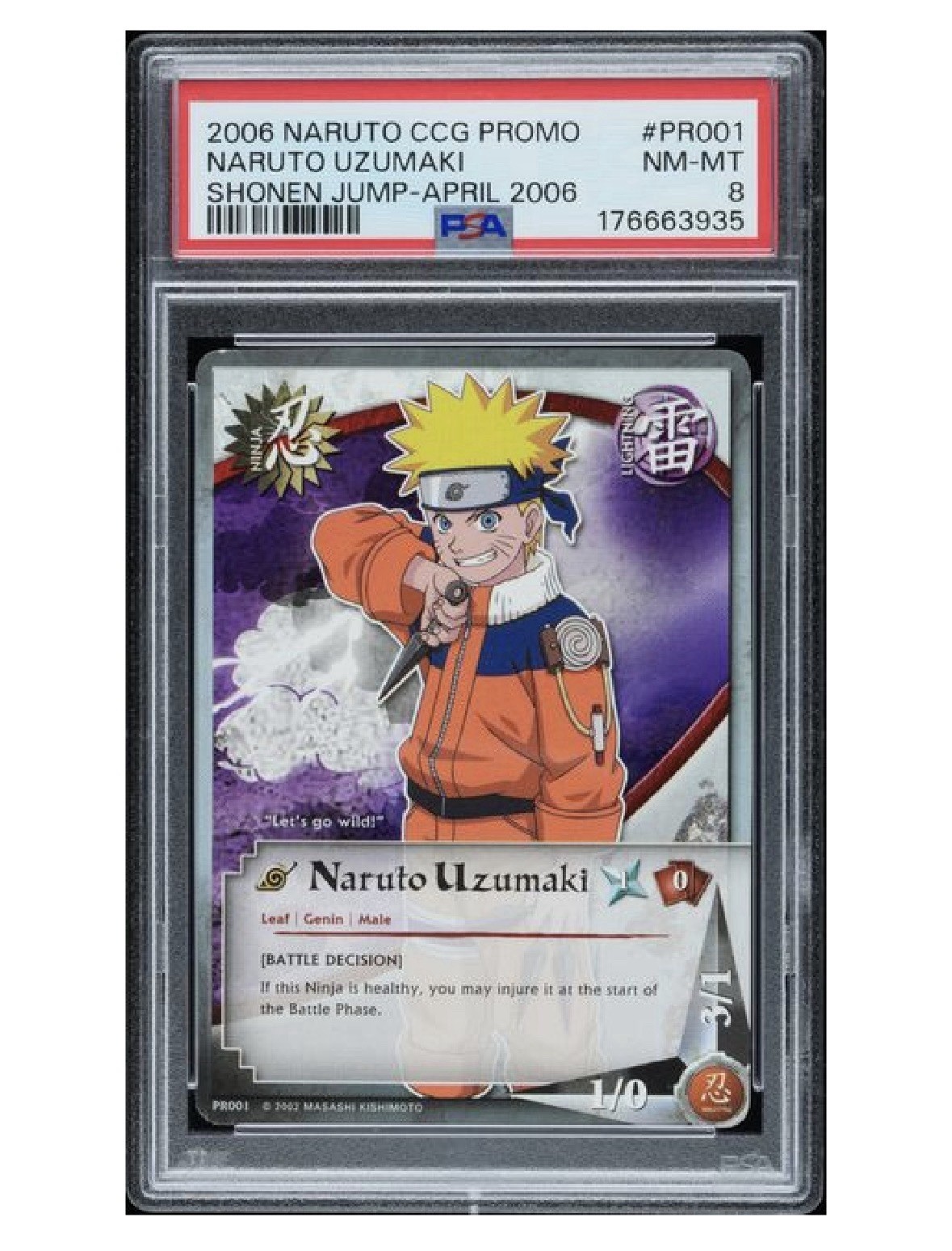 2006 Naruto CCG Promo PR001 Naruto Uzumaki English Rookie PSA 8 POP 1