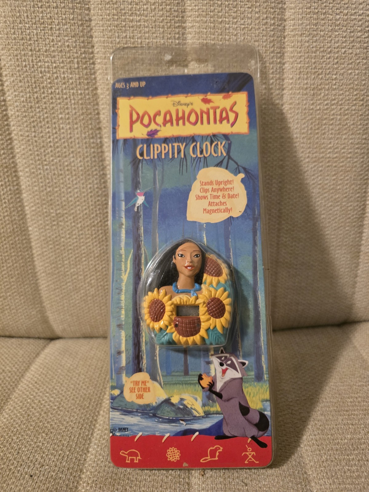 Disney Pocahontas Clippity Clock Attaches Magnetically, Stands, or Clips NISP