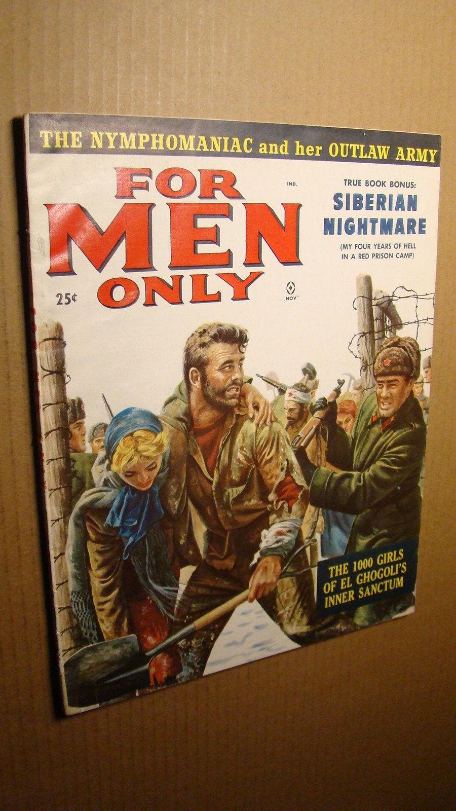 MEN\'S ADVENTURE MAG - FOR MEN ONLY *NICE* 1958 PULP GIRL NYMPHO SIBERIAN SEX