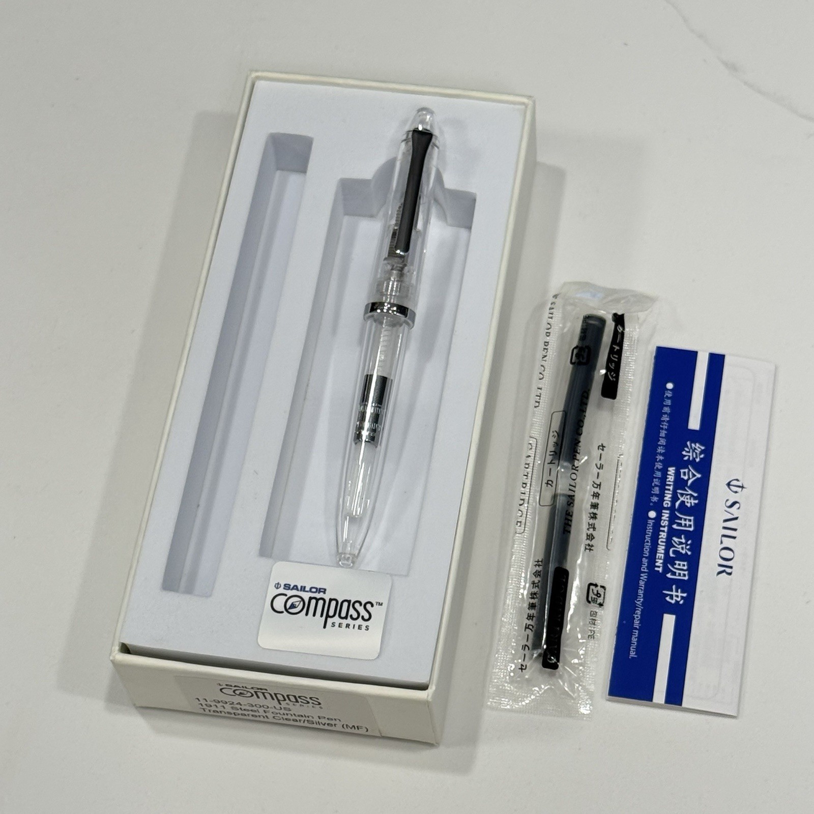 Sailor Compass 1911 Fountain Pen - Medium Fine - Transparent Clear 11-9924-300