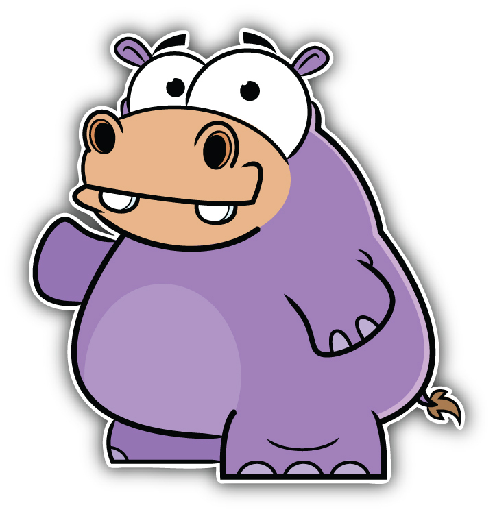 Funny Hippo Cartoon Car Bumper Sticker Decal 5\'\' x 5\'\'