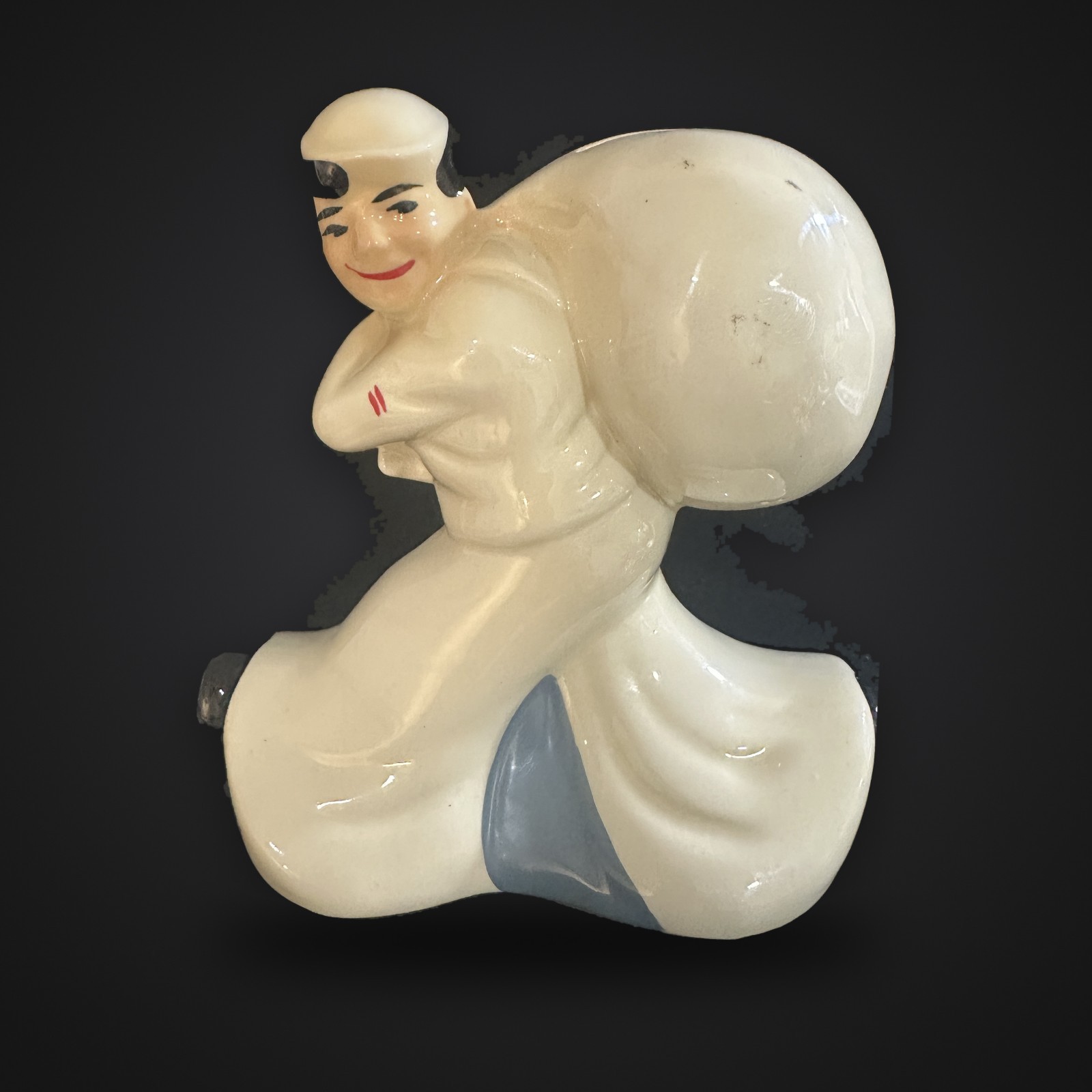 Vintage 1940s McCoy Seamen\'s Bank for Savings Sailor Coin Bank Cork Plug + Box