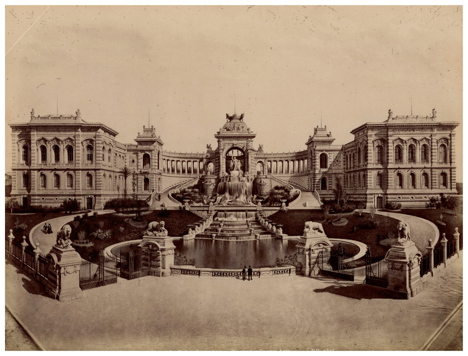 France, Marseille, Palais Longchamp, Le Château d'eau Original Vintage Prin