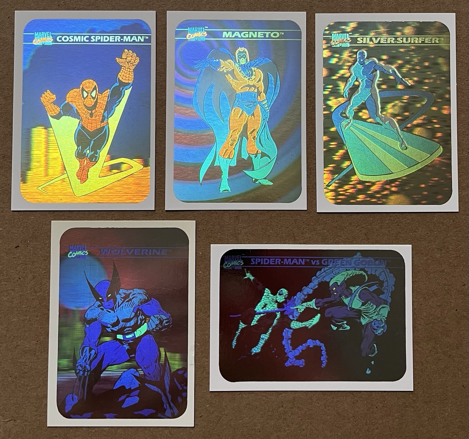 1990 IMPEL Marvel Universe SERIES 1 HOLOGRAM SET - MH1 MH2 MH3 MH4 MH5 - HOT