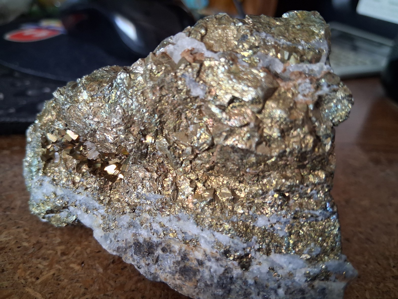 Pyrite in Quartz 13.1 oz 370. gr BEAUTIFUL Specimen MAKE OFFERS