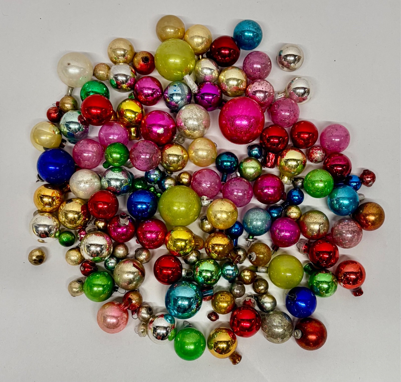 Vtg Christmas Mini Glass Ball Ornaments Crafting Lot 100+ Assemblage