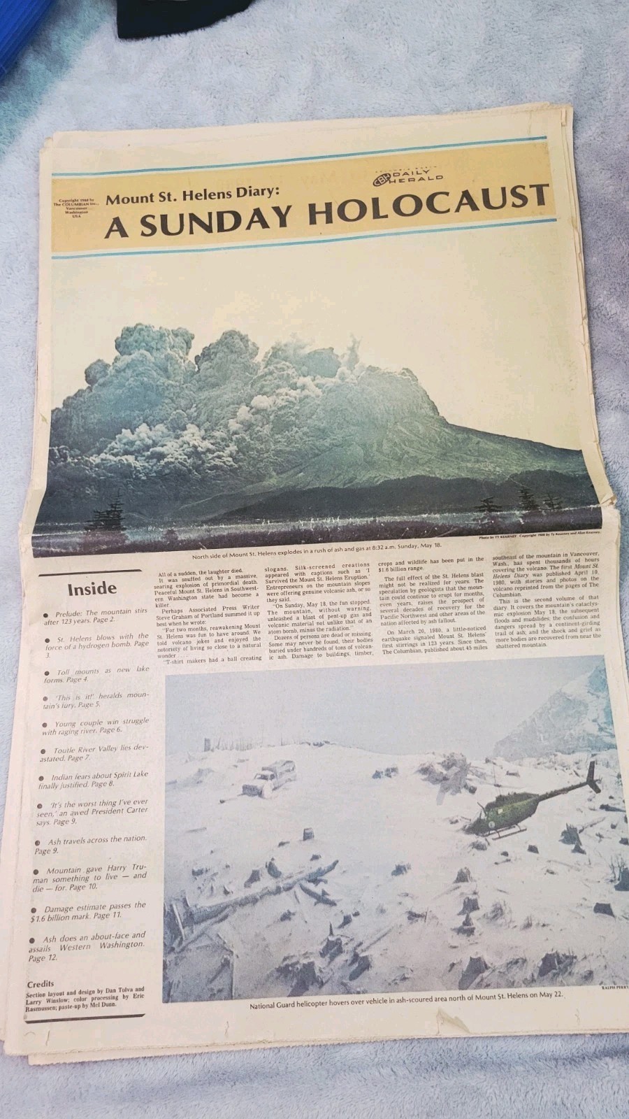 VINTAGE NEWSPAPER MOUNT ST. HELENS DIARY A SUNDAY HOLOCAUST  May 28 1980