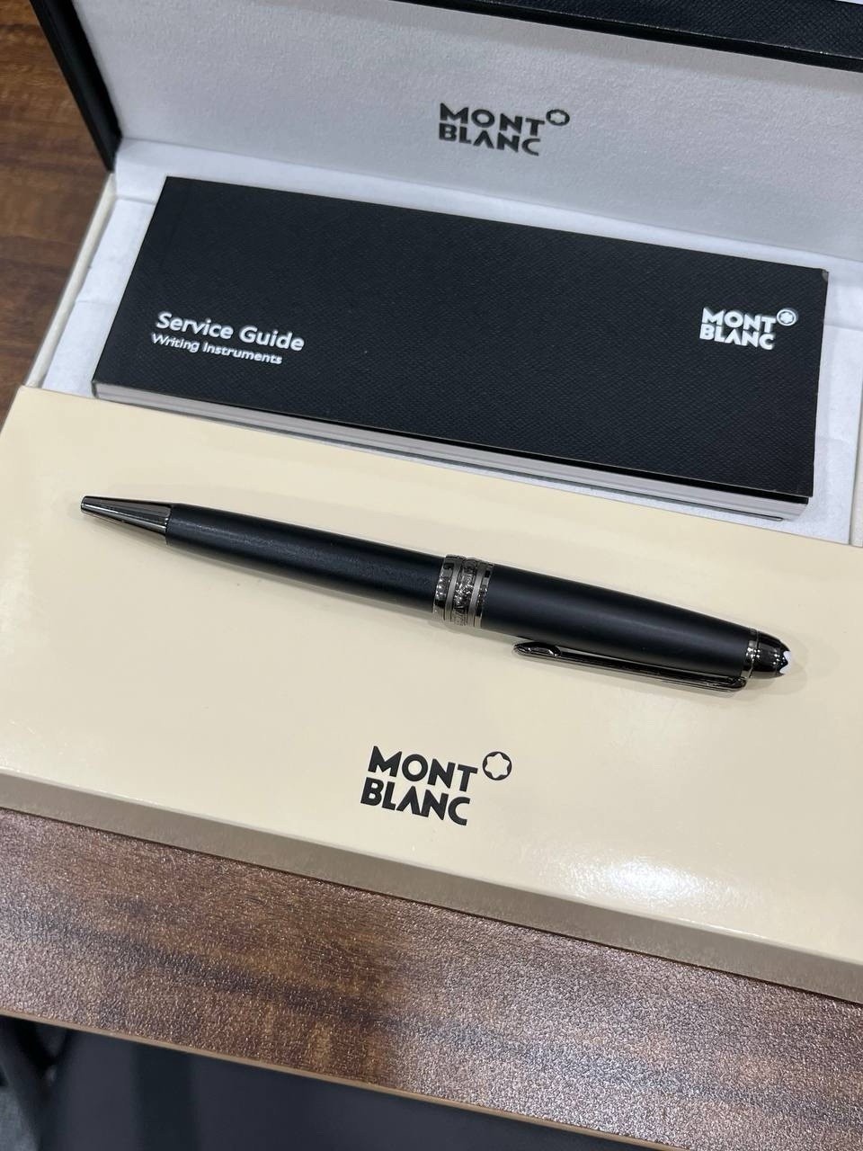 Meisterstück 164 Matte Black Ballpoint Pen Platinum Trim New Box MB