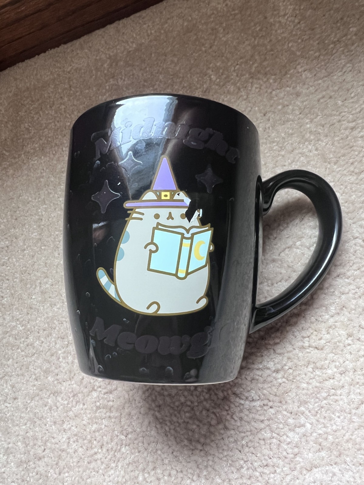 Pusheen Mug Heat Activated Letters, Midnight Meowgic, Used, Slightly Damaged