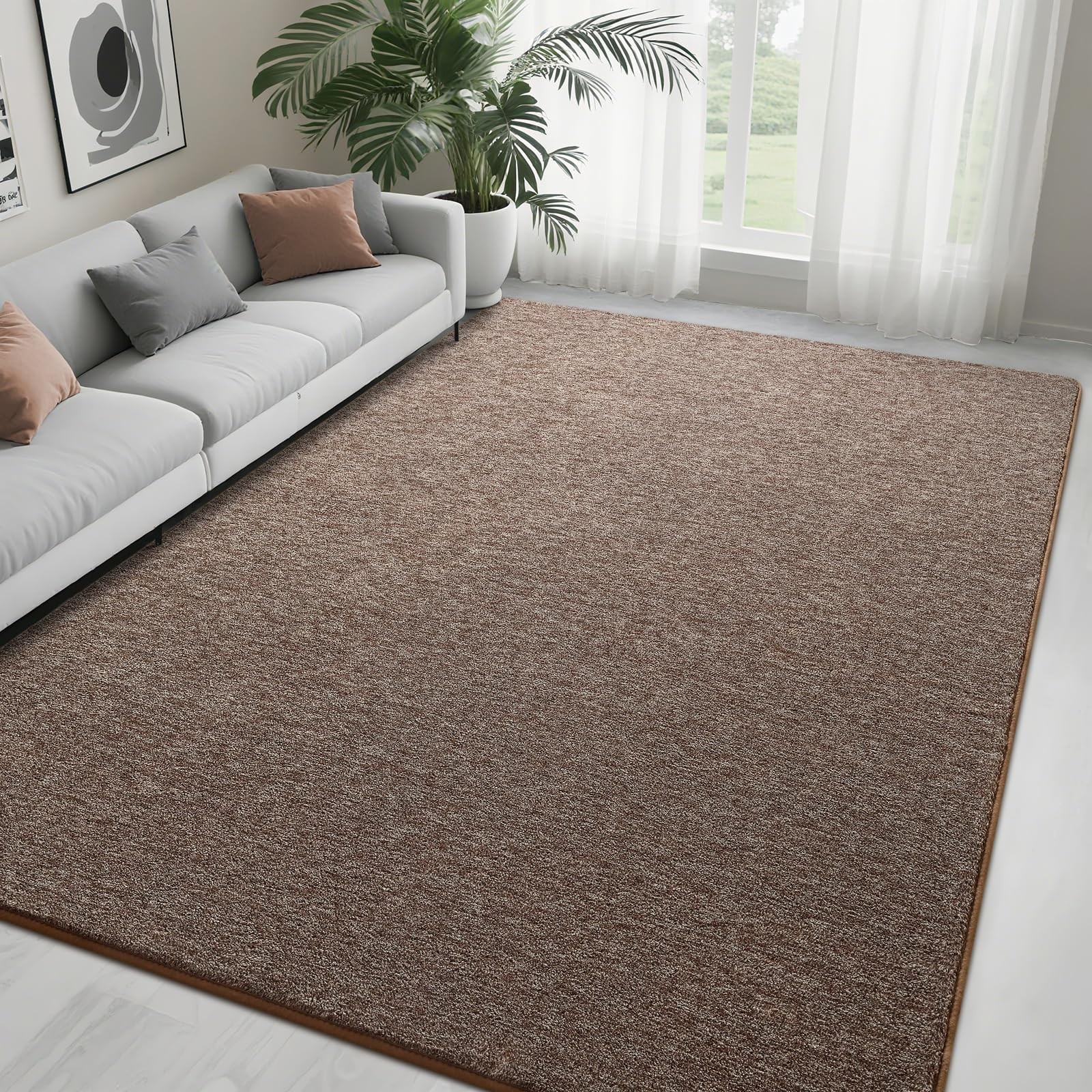 5x7 Brown Area Rug Brown-white 5\' x 7\' (Rectangular)