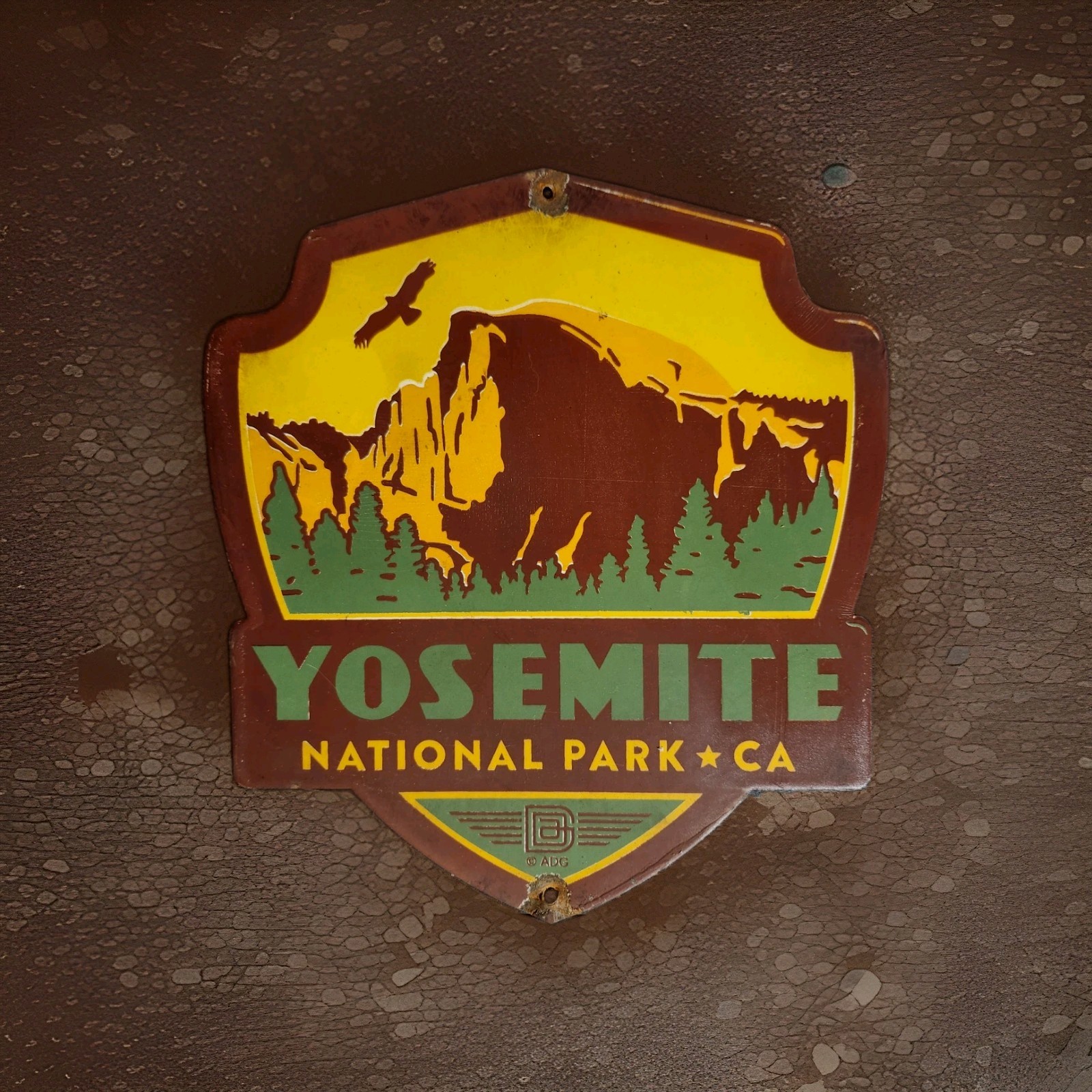 Vintage Yosemite National Park Service Porcelain Sign California Smokey Bear USA