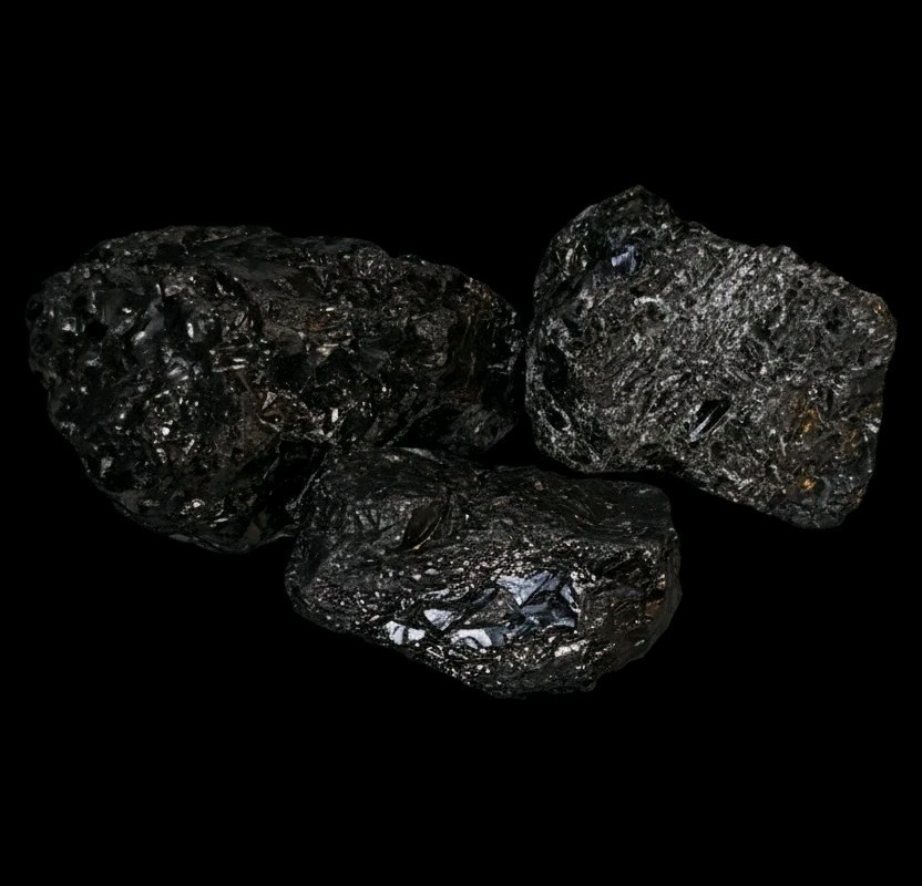  High Luster Anthracite Coal Specimens - Natural Black Shiny Stone - Set of 3