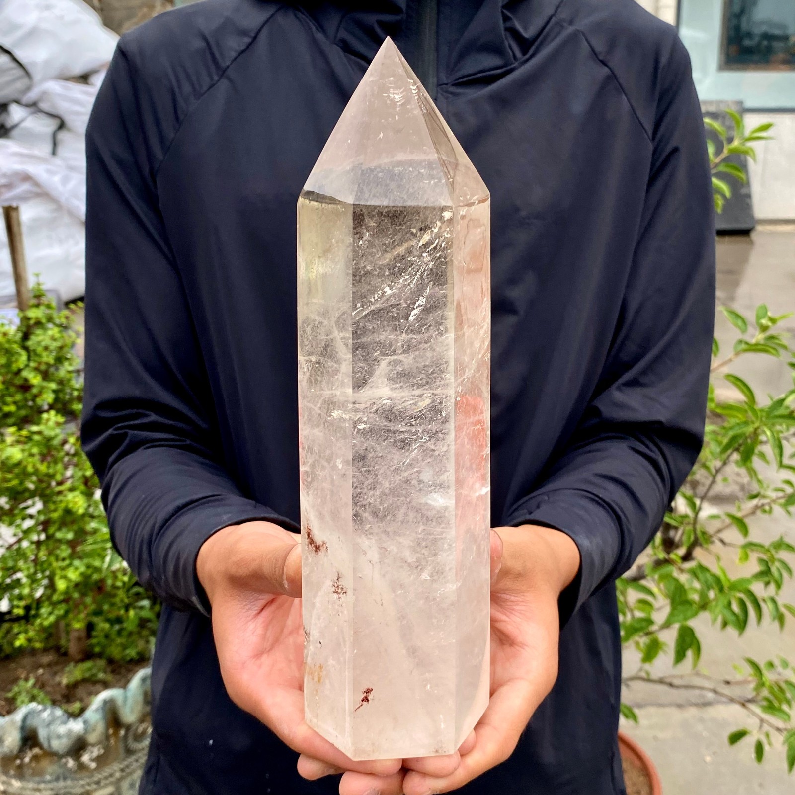 4.6LB Large Natural Clear Crystal Obelisk Quartz Energy Tower Point Reiki Heali