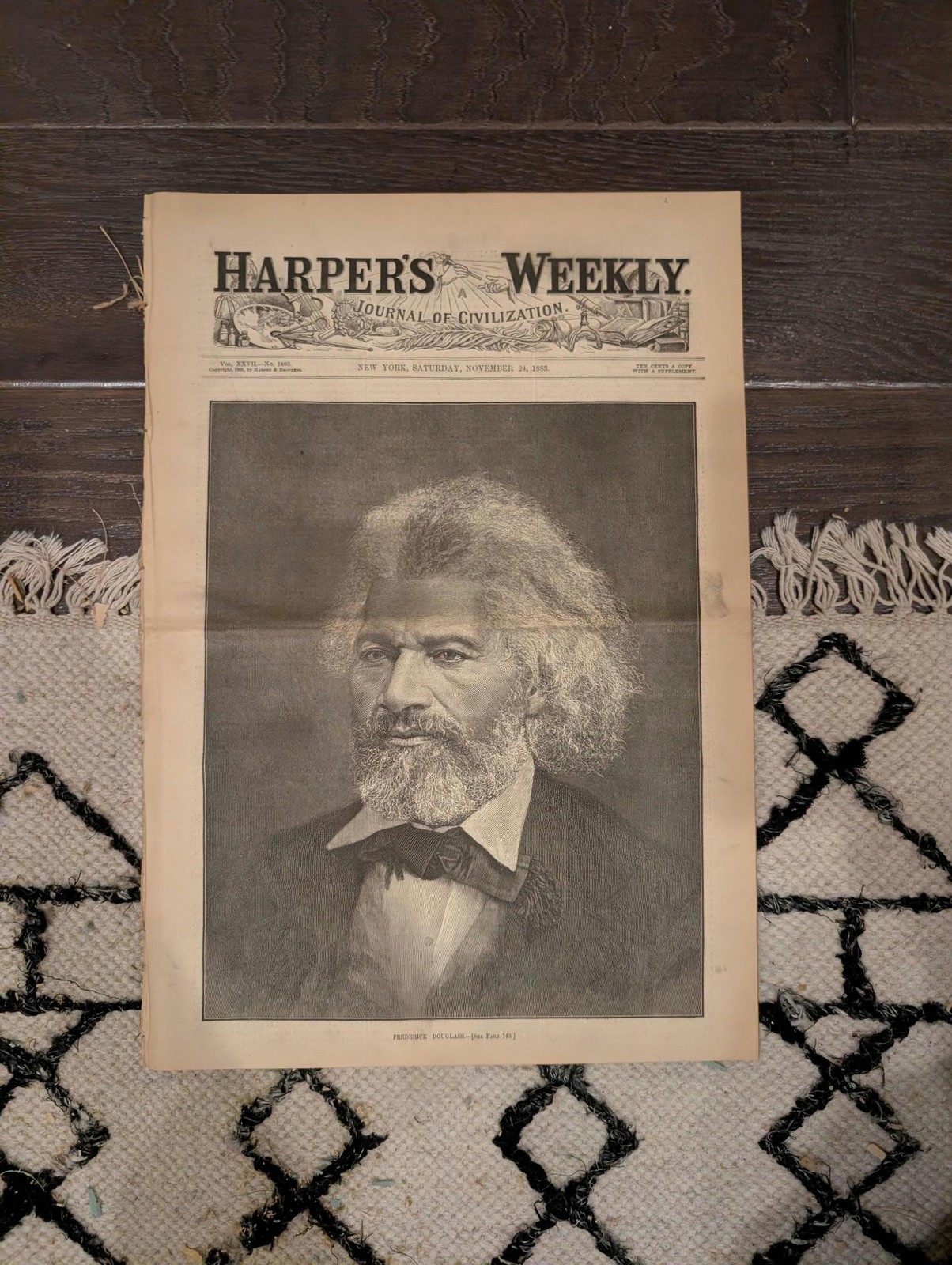 Harpers Weekly 1883 Frederick Douglass Nov 24 Poes Raven New York Evacuation