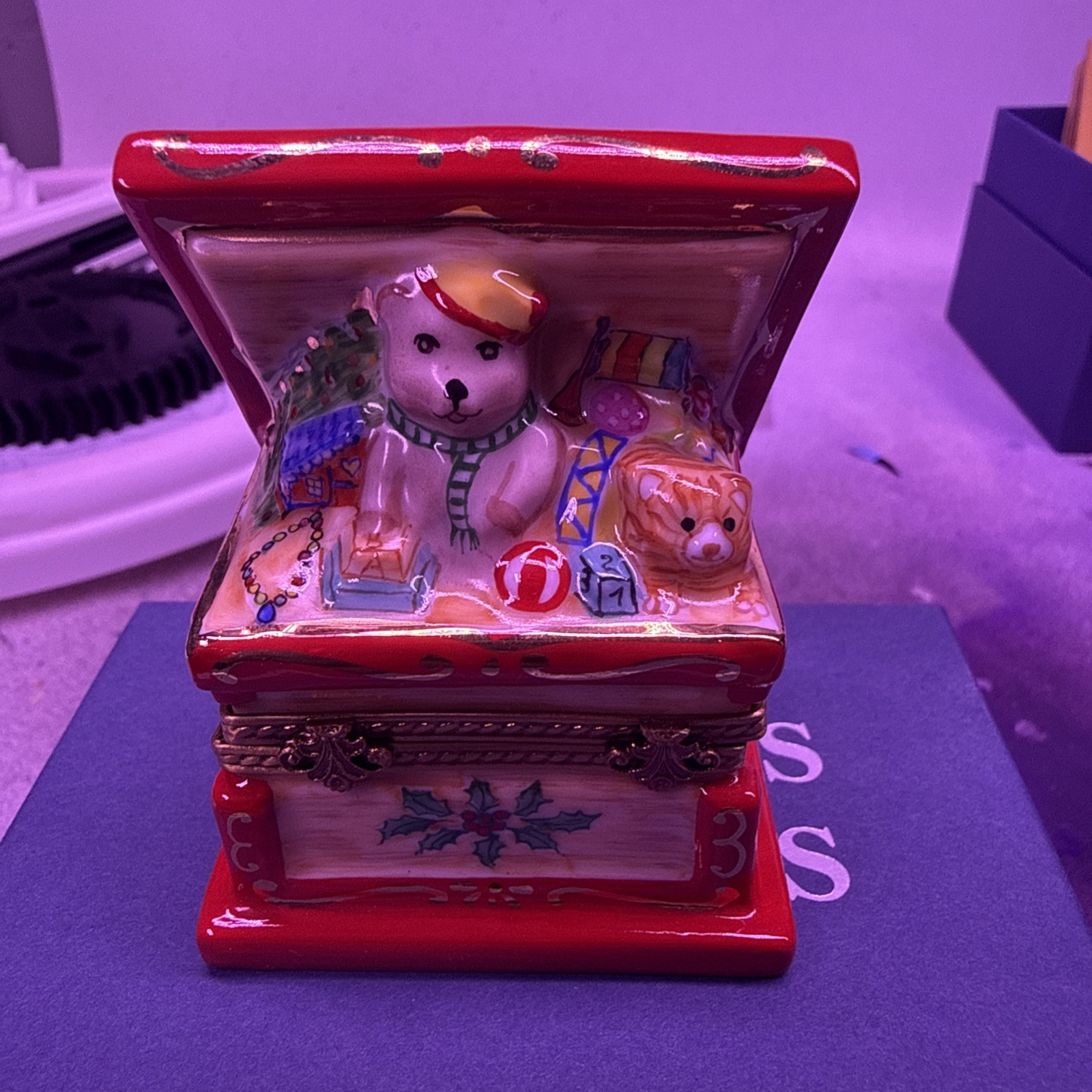 INCREDIBLY RARE Limoges France Trinket Box Toybox ToyBox Trunk filled w/ Toys