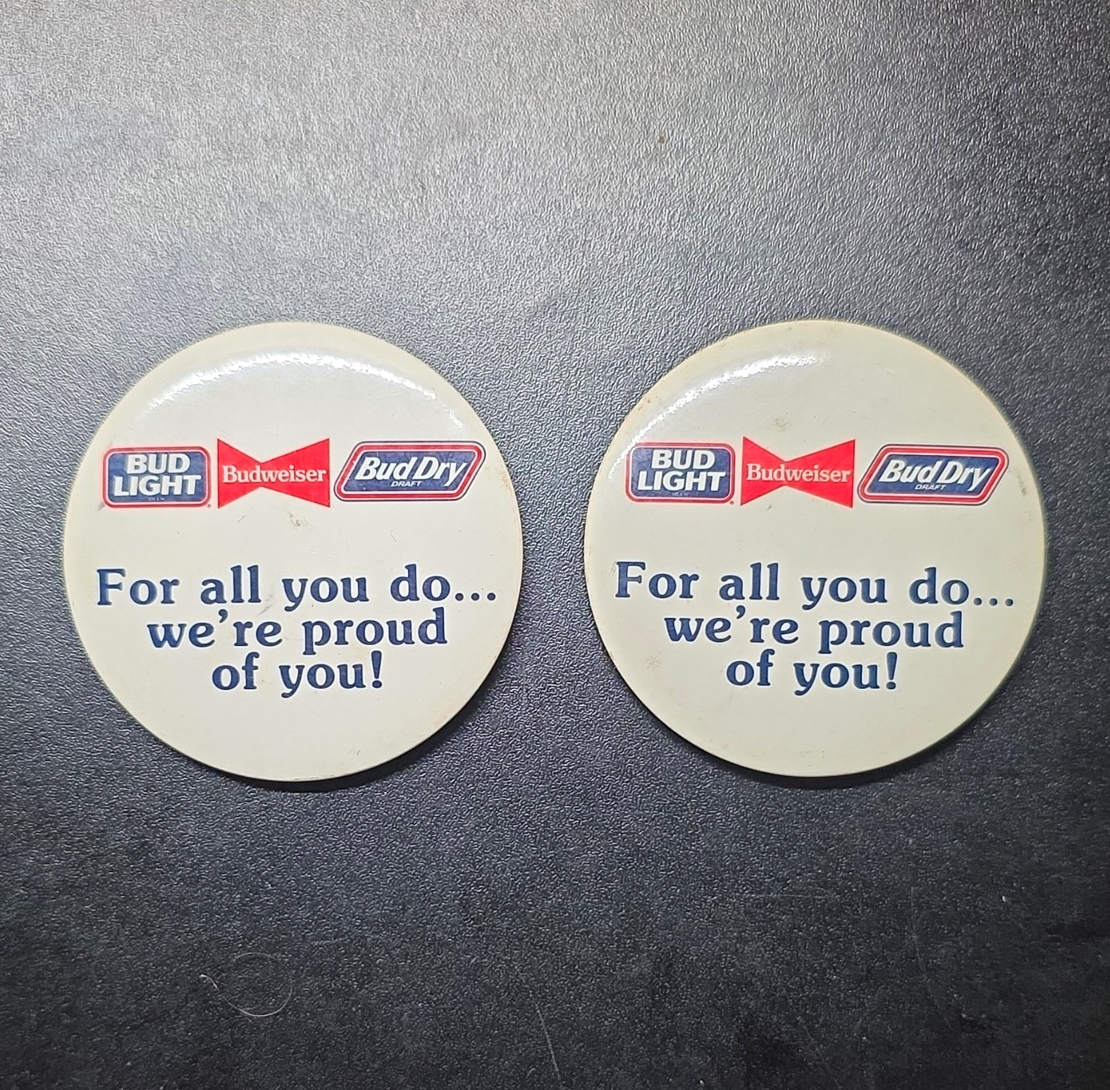Bud Light Budweiser Bud Dry Advertising Pinback Buttons Lot of 2 \