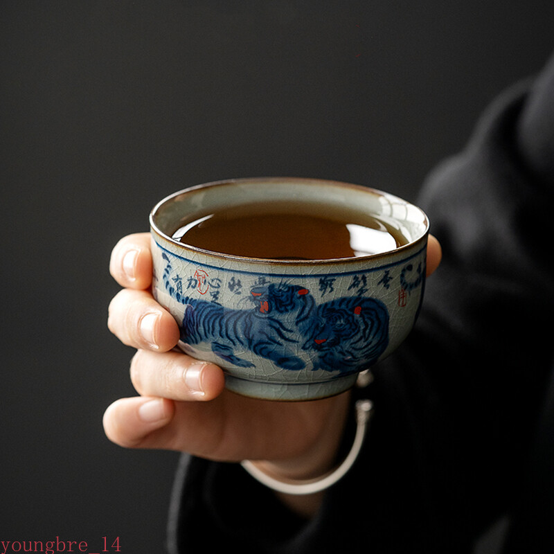 Chinese Antique Ceramic Opening Tiger Cup Pottery Beautiful Jingdezheng Cups 