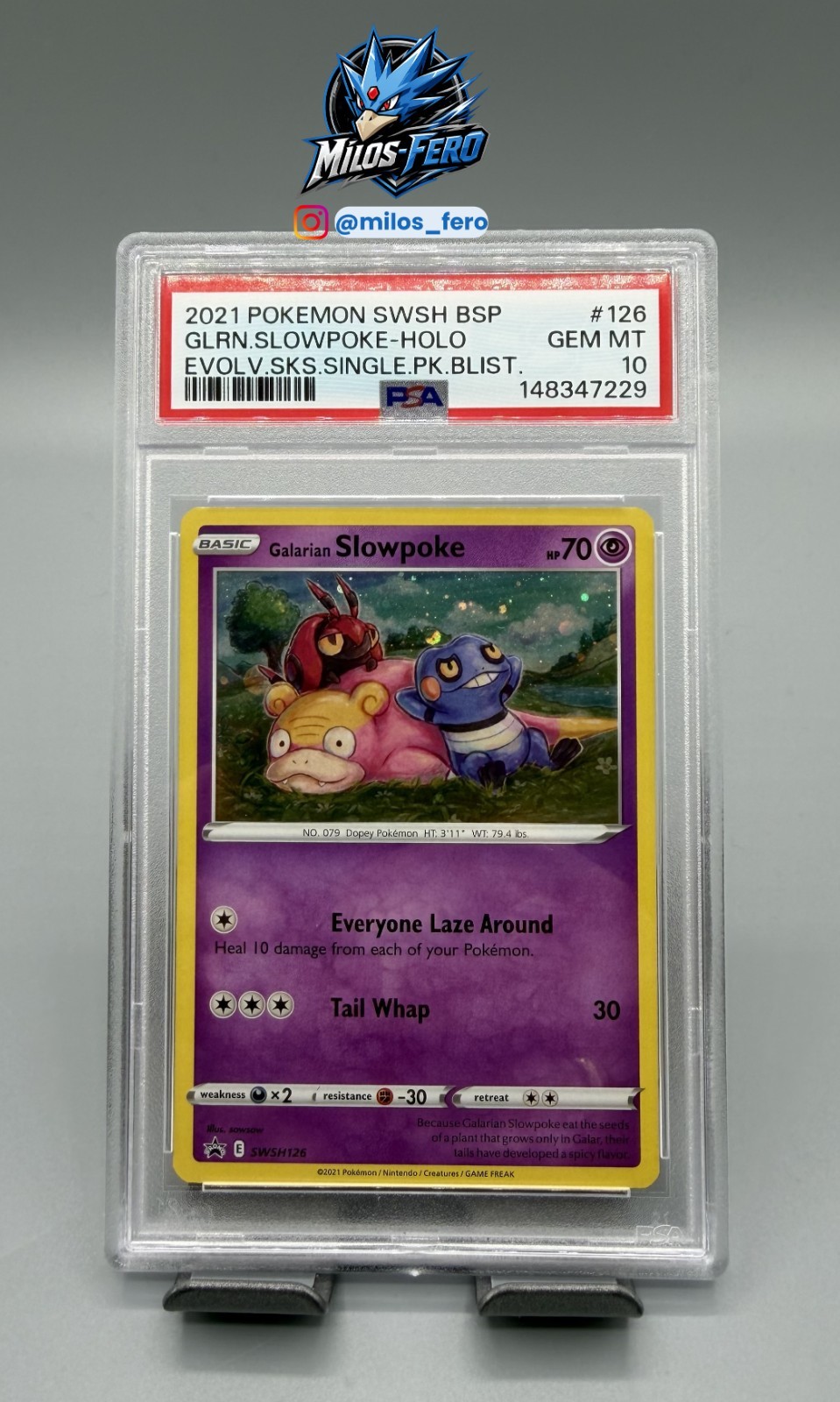 2021 POKEMON SWSH BLACK STAR PROMO #126 GALARIAN SLOWPOKE HOLO PSA 10 GEM MINT