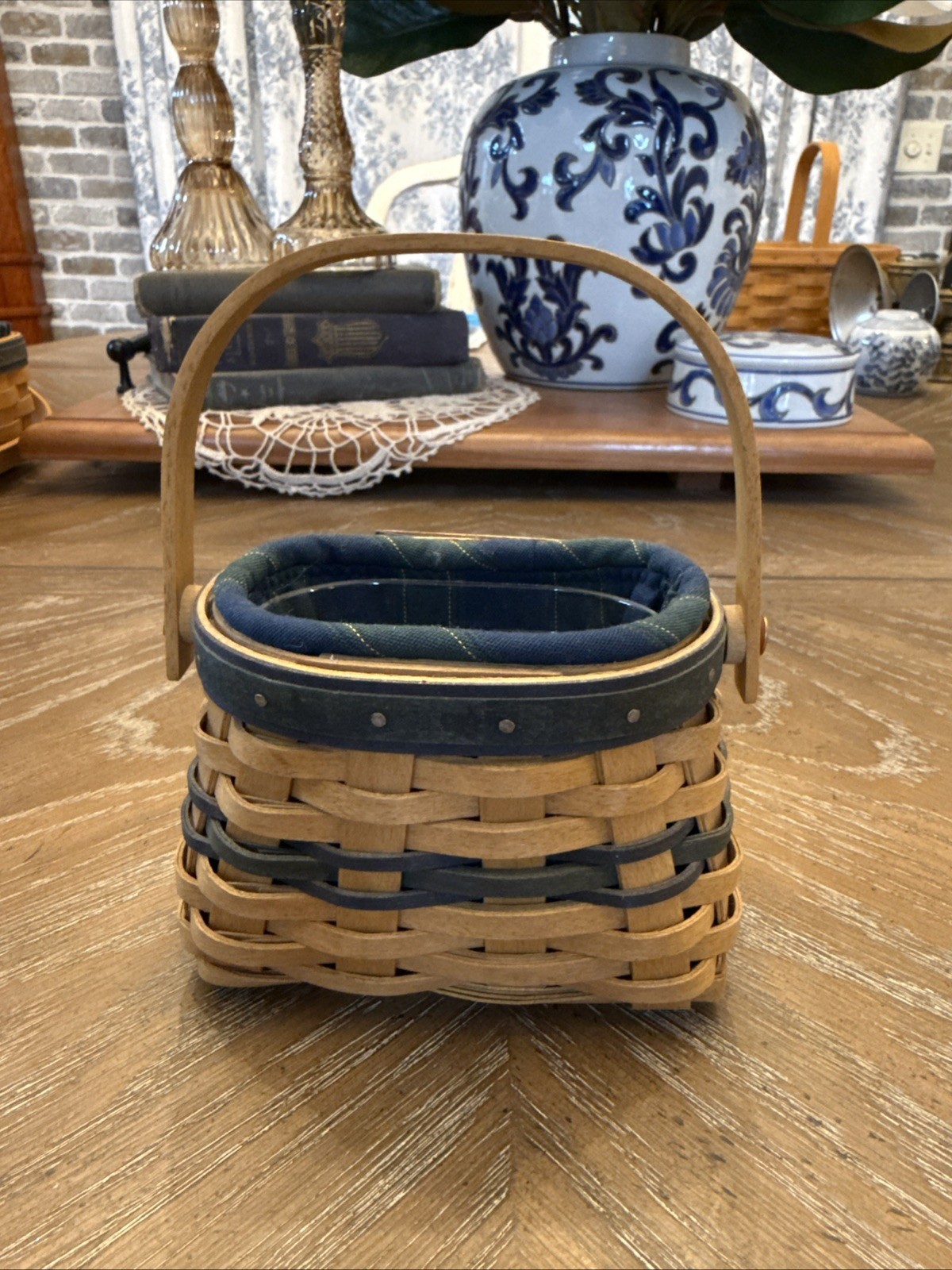 2003 Longaberger Small Collectors Club Renewal Basket Cloth and Plastic Liner