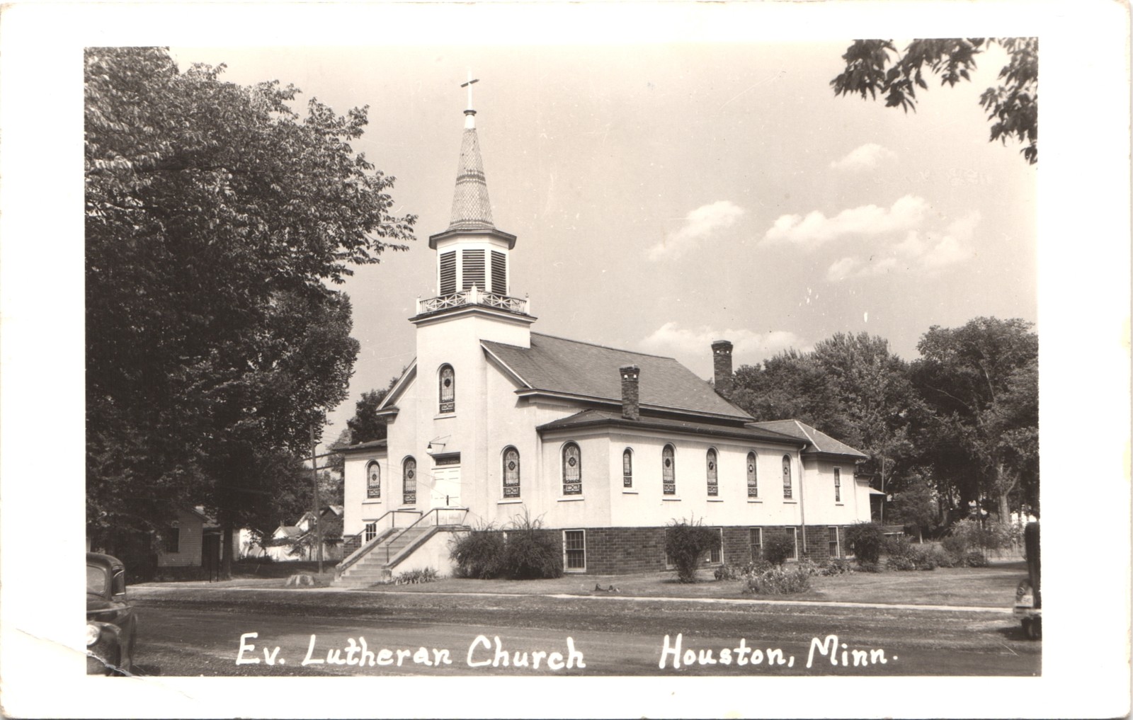 EV LUTHERAN CHURCH houston mn c1950s postcard minnesota real photo rppc