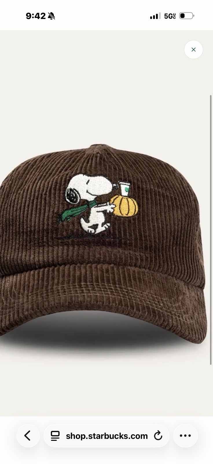 STARBUCKS-SNOOPY HAT PEANUTS RESERVE EXCLUSIVE 2026 And Scarf X2