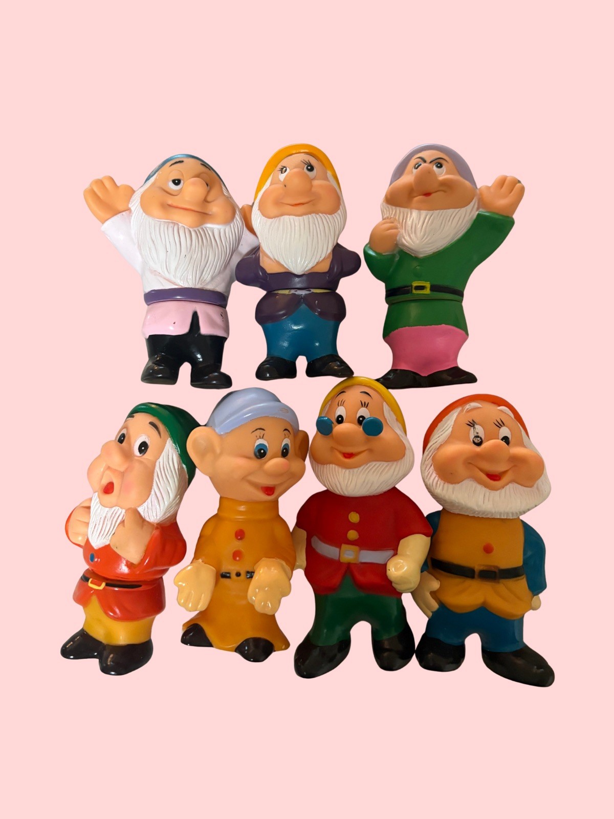 Vintage Snow White and the Seven Dwarves Rubber Toy set 