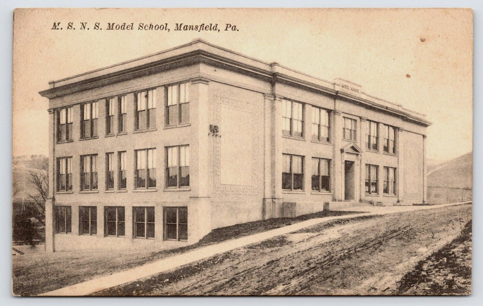 Postcard M.S.N.S. Model School Mansfield PA 1916