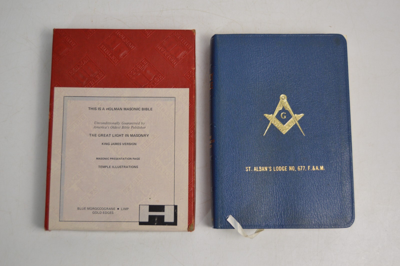 Vintage Holman Masonic Bible Freemason Temple Illustrations St Alban's Lodge 677